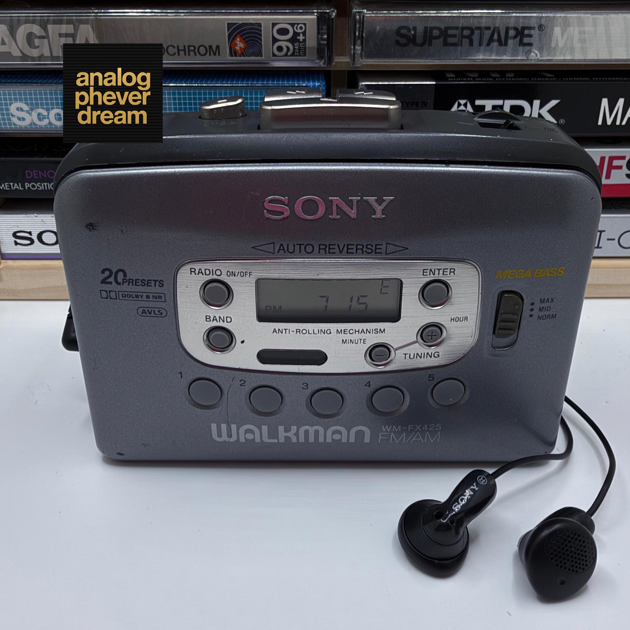 fantstic 1994 SONY wm-fx 425 cassette walkman (dolby b nr); fully restored/serviced: free cassette + headphones